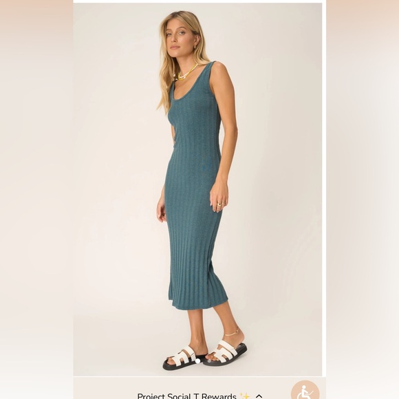 Dresses & Skirts - NWOT Project Social Tank dress. Teal Sleeveless Ribbed Dress
